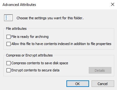 Attributes section of the Advanced Options How to hide files, folders and drives in Windows 10