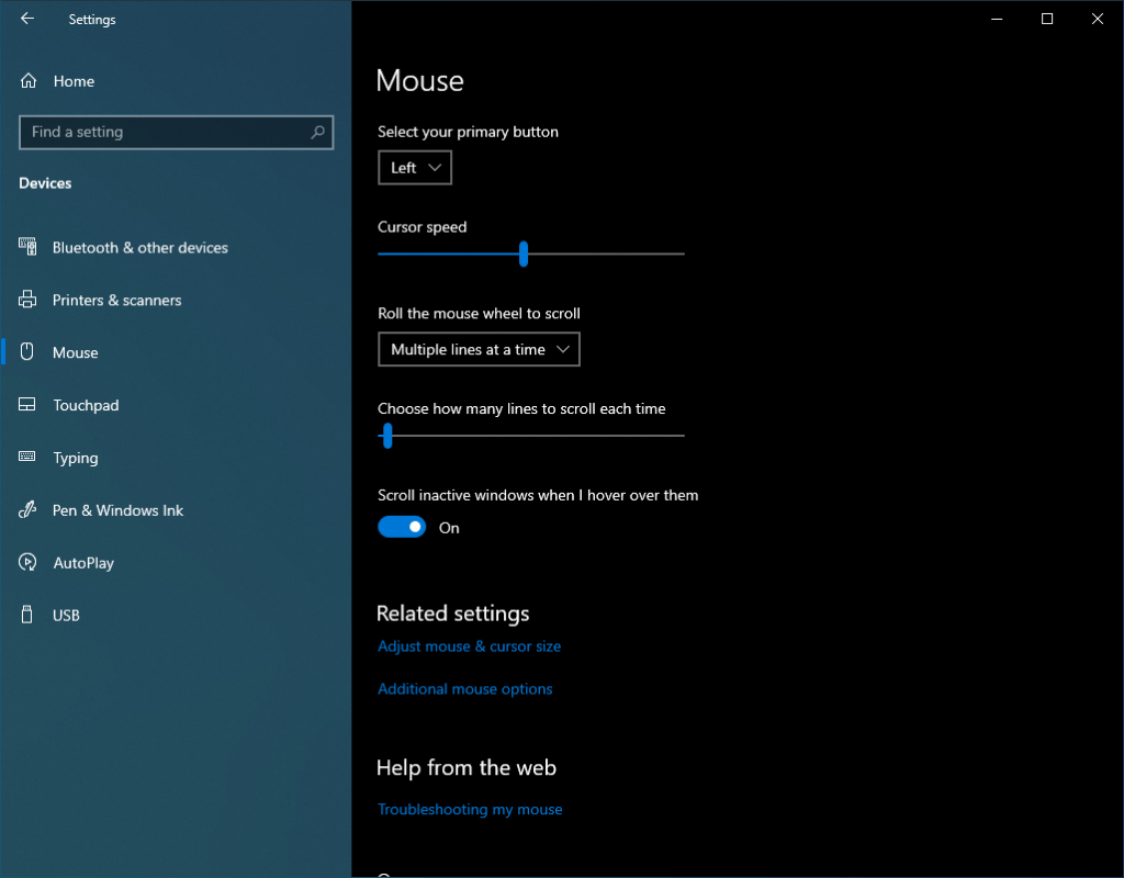 Mouse settings Windows 10: new features updated May 2020