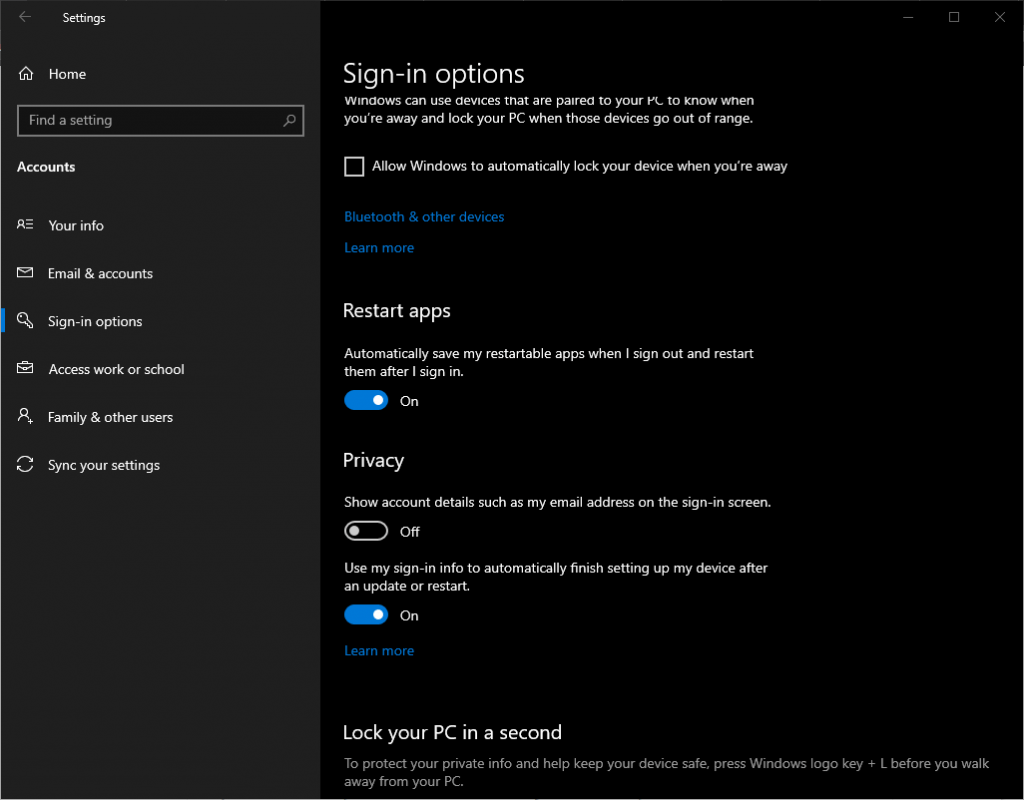 Restart programs Windows 10: new features updated May 2020