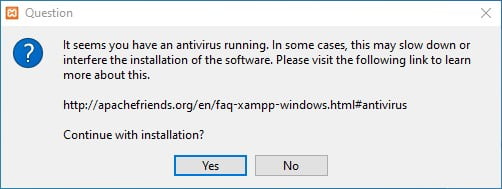 Turn off antivirus programs XAMPP tutorial: Installation and first steps