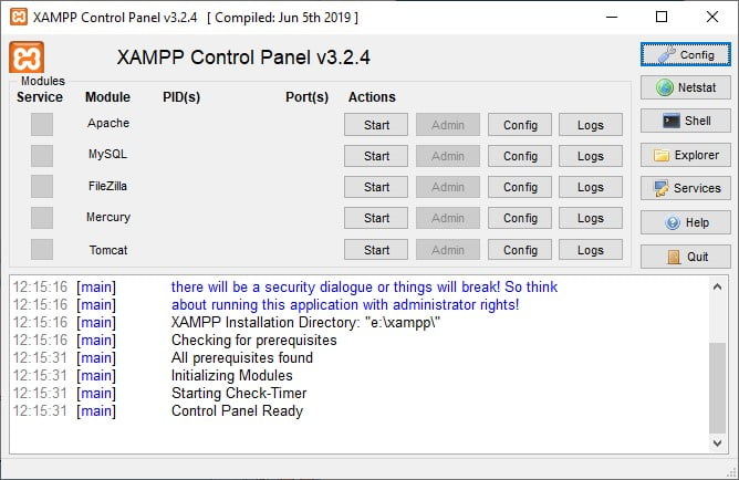 XAMPP control panel XAMPP tutorial: Installation and first steps