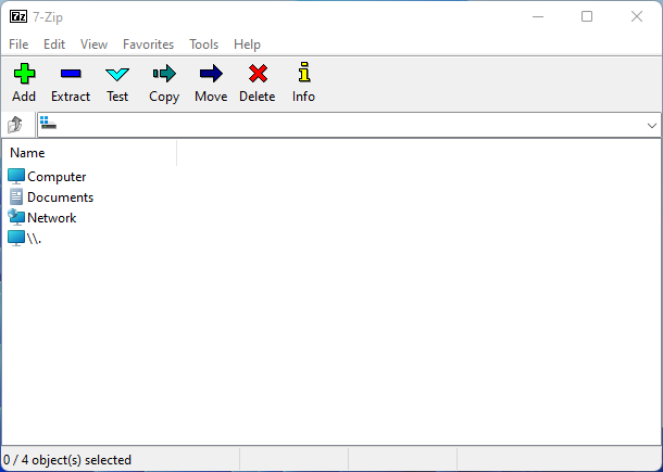 7 Zip Interface 7-Zip